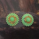 Adi Gold Plated Red Meenakari And Austrian Stone Stud Earrings  -  1319251A