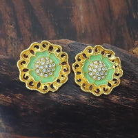 Adi Gold Plated Red Meenakari And Austrian Stone Stud Earrings  -  1319253A