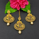 Adi Gold Plated Kundan And Stone Earrings With Maang Tikka - 1319264