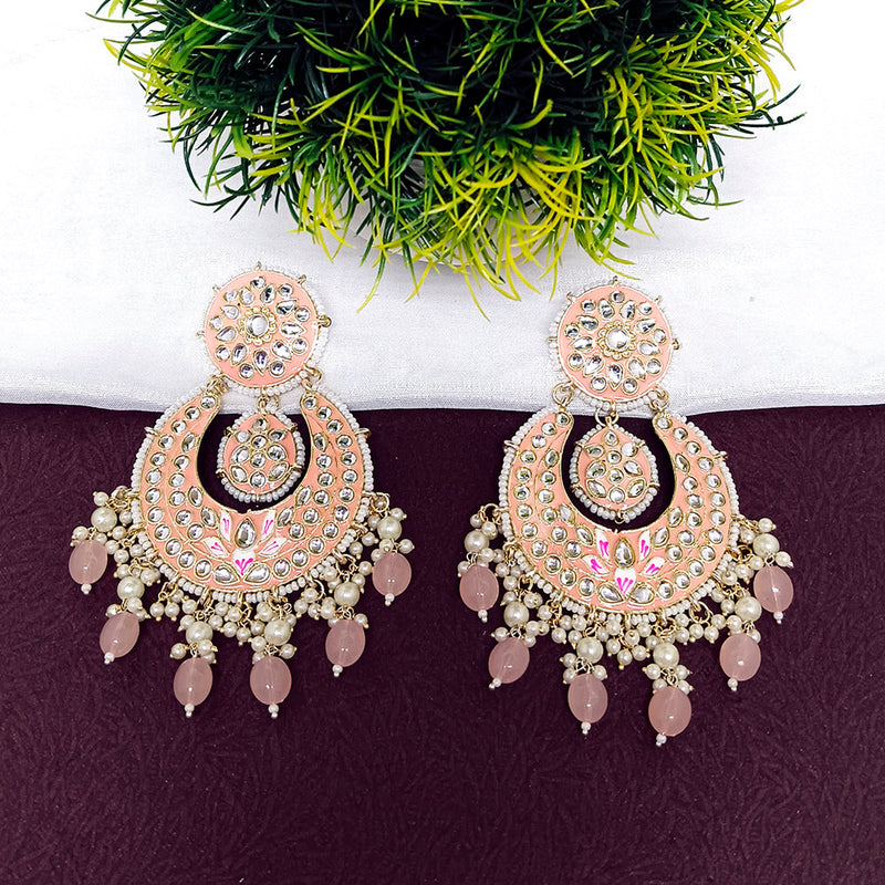 Bhavi Gold Plated  Kundan And  Meenakari Dangler