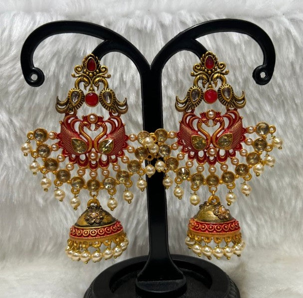 Infinity Jewels Gold Plated Meenakari Jhumki Earrings