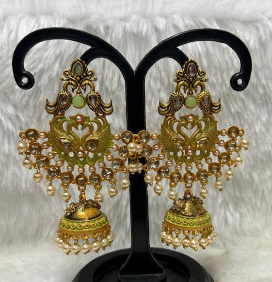 Infinity Jewels Gold Plated Meenakari Jhumki Earrings