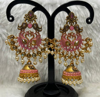 Infinity Jewels Gold Plated Meenakari Jhumki Earrings