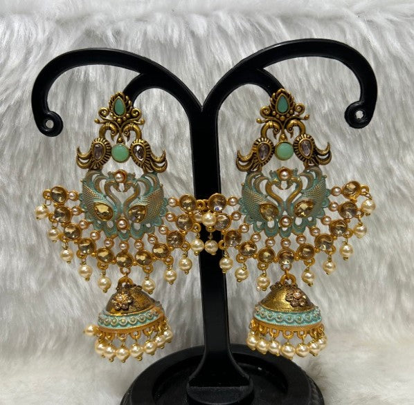 Infinity Jewels Gold Plated Meenakari Jhumki Earrings