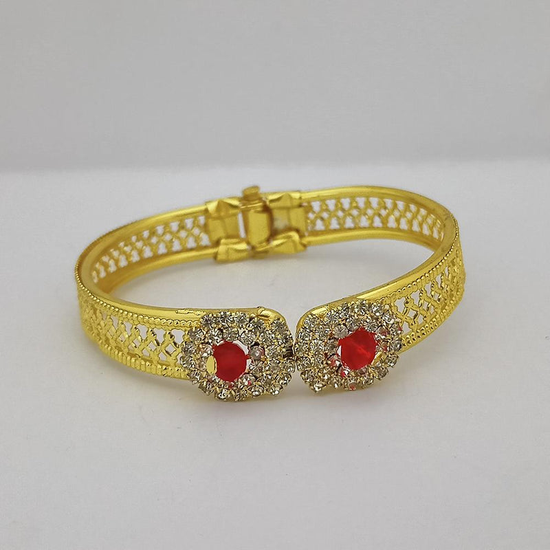 Kriaa Gold Plated Red & White Austrian Stone Kada  - 1400258