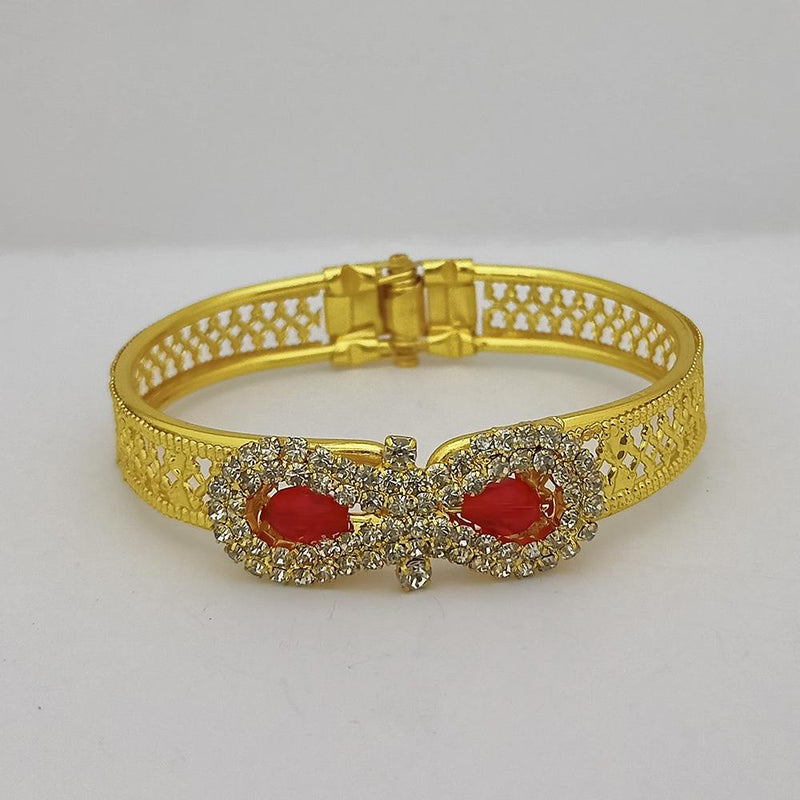 Kriaa Gold Plated Red & White Austrian Stone Kada  - 1400259