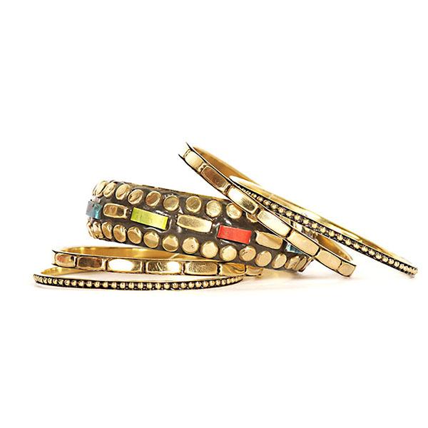 Urthn Gold Plated Multicolour Bangle Set - 1400403_2.6