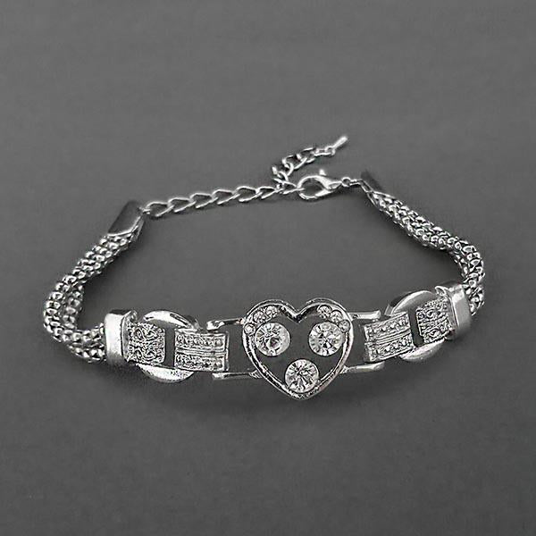 Urthn Heart Shaped Silver Plated Austrian Stone Bracelet - 1400512