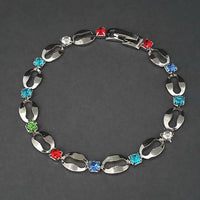 Urthn Silver Plated Multi Color Austrian Stone Bracelet