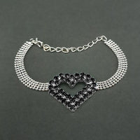 Urthn Black Austrian Stone Heart Shaped Silver Plated Bracelet