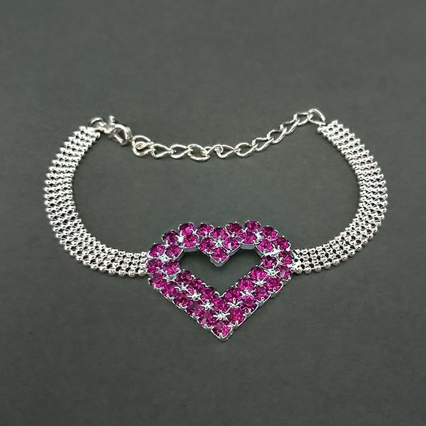 Urthn Purple Austrian Stone Heart Shaped Silver Plated Bracelet