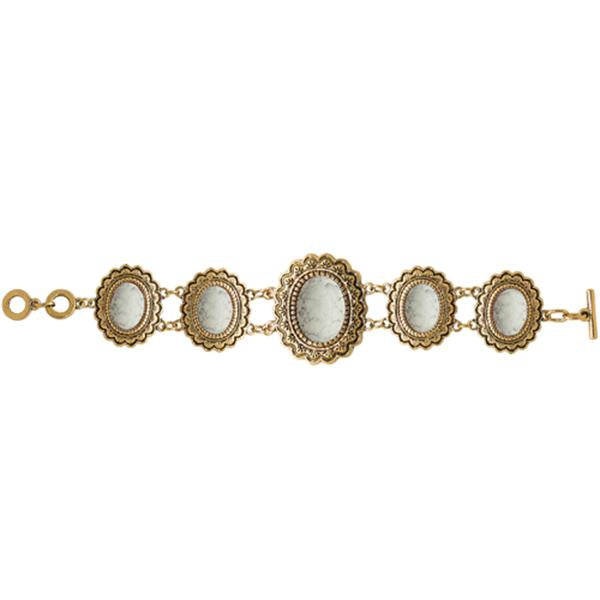 Beadside White Beads Gold Plated Bracelet - 1402014A