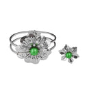 Urthn Pearl Rhodium Plated Floral Openable Kada With Ring - 1402119B