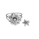 Urthn Rhodium Plated Pearl Floral Opernable Kada With Ring - 1402121D