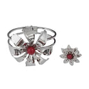 Urthn Pearl Rhodium Plated Floral Openable Kada With Ring - 1402122A