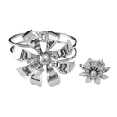 Urthn Rhodium Plated Pearl Floral Openable Kada With Ring - 1402122D