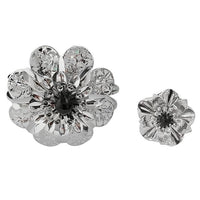 Urthn Rhodium Plated Black Pearl Floral Openable Kada With Ring - 1402123C