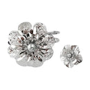 Urthn Rhodium Plated Pearl Floral Openable Kada With Ring - 1402123D