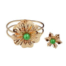 Urthn Pearl Gold Plated Floral Openable Kada With Ring - 1402127B