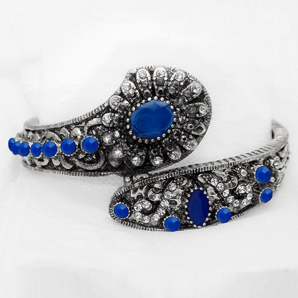 Urthn Blue Stone Rhodium Plated Kada - 1402507C