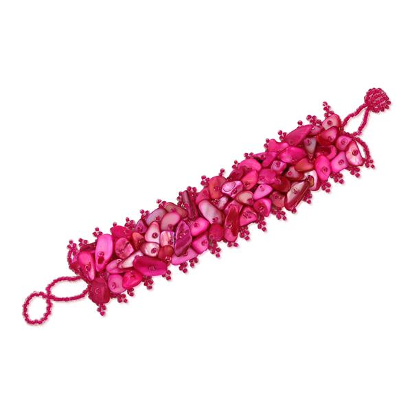 Urthn Zinc Alloy Pink Beads Bracelet - 1402701I