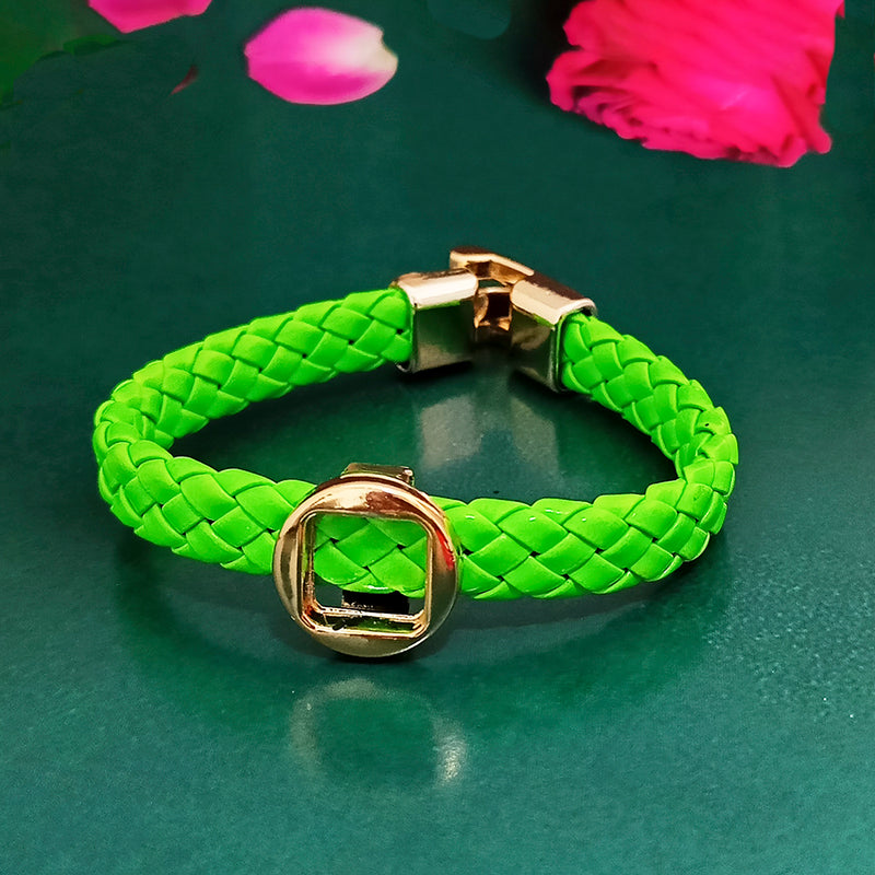 Urthn Artificial Leather Braided Wristband Bracelet