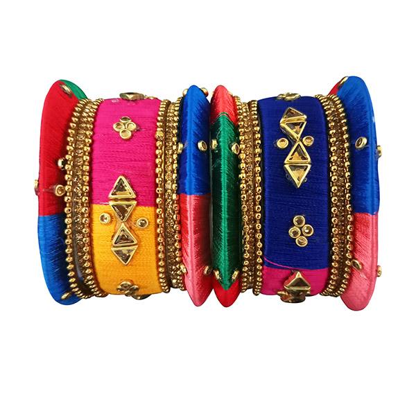 Sejal Multicolor Thread Kundan Stone Bangle Set - 1403714_2.4