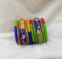 Sejal Multicolor Austrian Stone Bangle Set  - 1403756