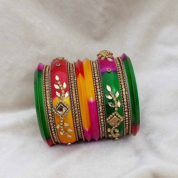 Sejal Multicolor Austrian Stone Bangle Set  - 1403757