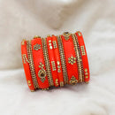 Sejal Orange Color Austrian Stone Bangle Set  - 1403761C