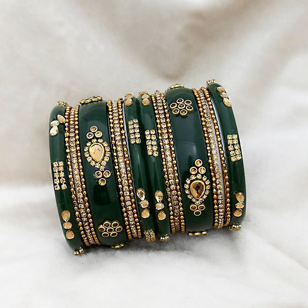 Sejal Green Color Austrian Stone Bangle Set  - 1403761E
