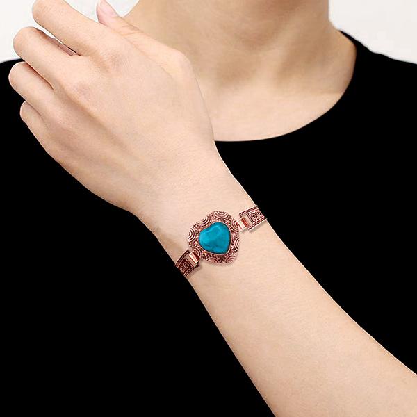 Urthn Blue Turquoise Stone Antique Gold Plated Bracelet - 1403804A