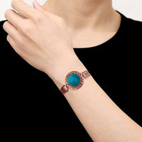 Urthn Blue Turquoise Stone Antique Gold Plated Bracelet - 1403806A