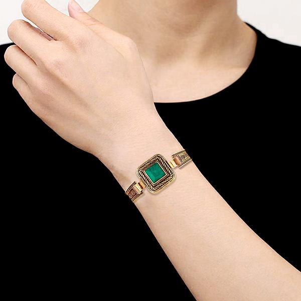 Urthn Green Turquoise Stone Gold Plated Bracelet - 1403812D