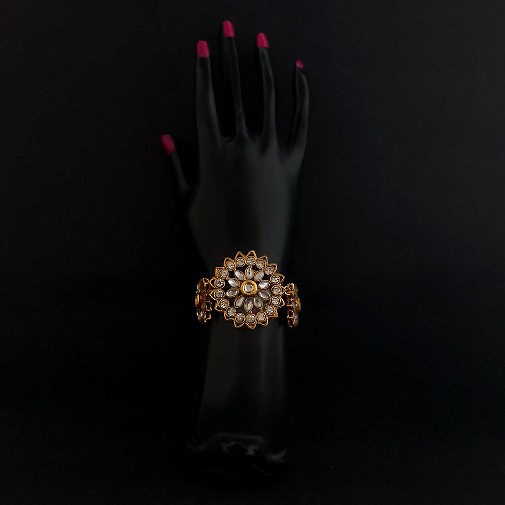 Kriaa Gold Plated Brown Austrian Stone And Kundan Adjustable Bracelet