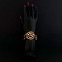 Kriaa Gold Plated Brown Austrian Stone And Kundan Adjustable Bracelet