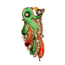 Kriaa Meenakari  Austrian Stone Stone Maroon & Green Saree Pin Brooch - 1500215