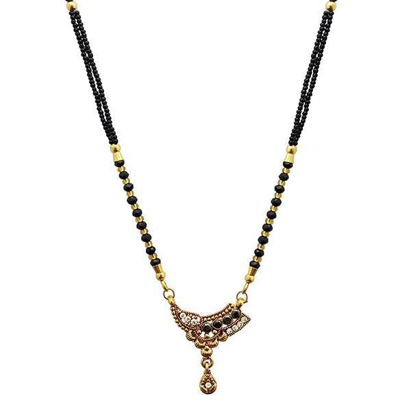 Kriaa Gold Plated White Austrian And Beads Mangalsutra - 1500674