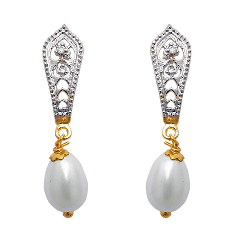 Kriaa Austrian Stone Pearl Dangler Earrings