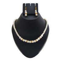 Kriaa Gold Plated White Pearl Necklace Set - 1501422