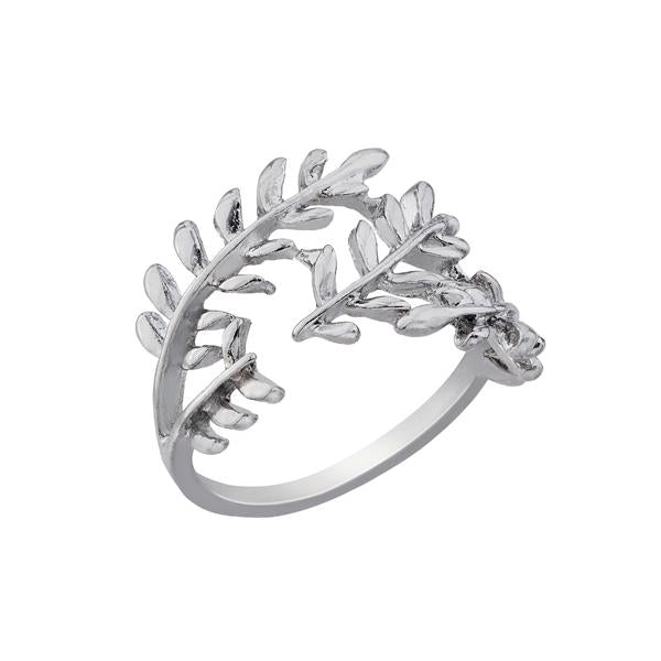 Urthn Leaf Design Rhodium Plated Ring - 1501819A_17