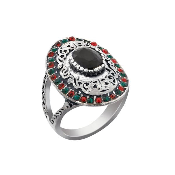 Urthn Resin Stone Rhodium Plated Ring - 1501843A_17