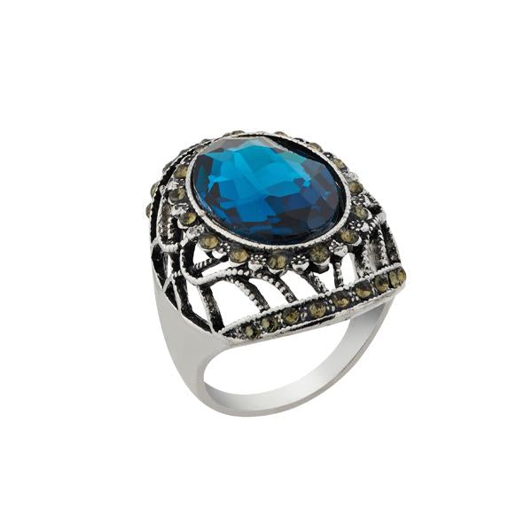 Urthn Blue Stone Silver Plated Ring - 1501854_18