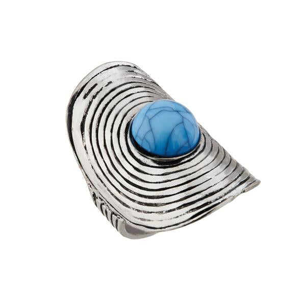 Urthn Blue Gems Stone Silver Plated Ring - 1501862A_17