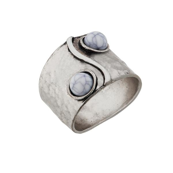 Urthn Rhodium Plated White Stone Ring - 1501866D_18