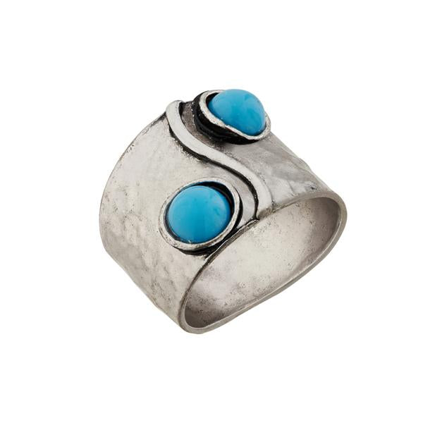 Urthn Blue Stone Silver Plated Ring - 1501866E_20