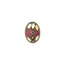Urthn Pink Resin Stone Gold Plated Adjustable Ring - 1501884B