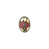Urthn Pink Resin Stone Gold Plated Adjustable Ring - 1501884B