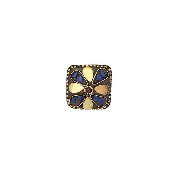 Urthn Blue Resin Stone Gold Plated Adjustable Ring - 1501887B