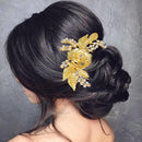 Apurva Pearls Stone Rose Design Gold Plated Hair Brooch - 1502026A